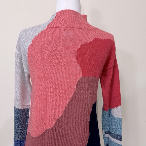NEW NIC + ZOE Fall Color Blocks Mock Neck Long Sleeve Pullover Sweater Top S/M - Picture 11 of 16